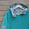 Men's reversible hoody size large in jade and grey