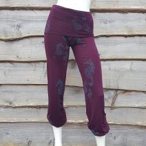 Printed fold over waist trousers