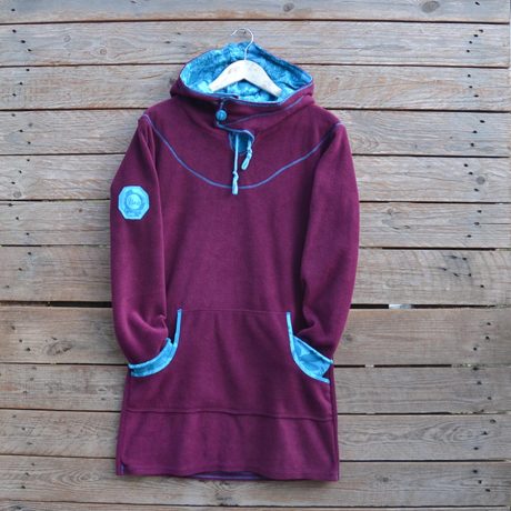 Hoody dress in plum/turquoise - size 14