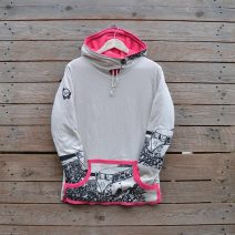 Women's reversible hoody in pink/natural - size 10