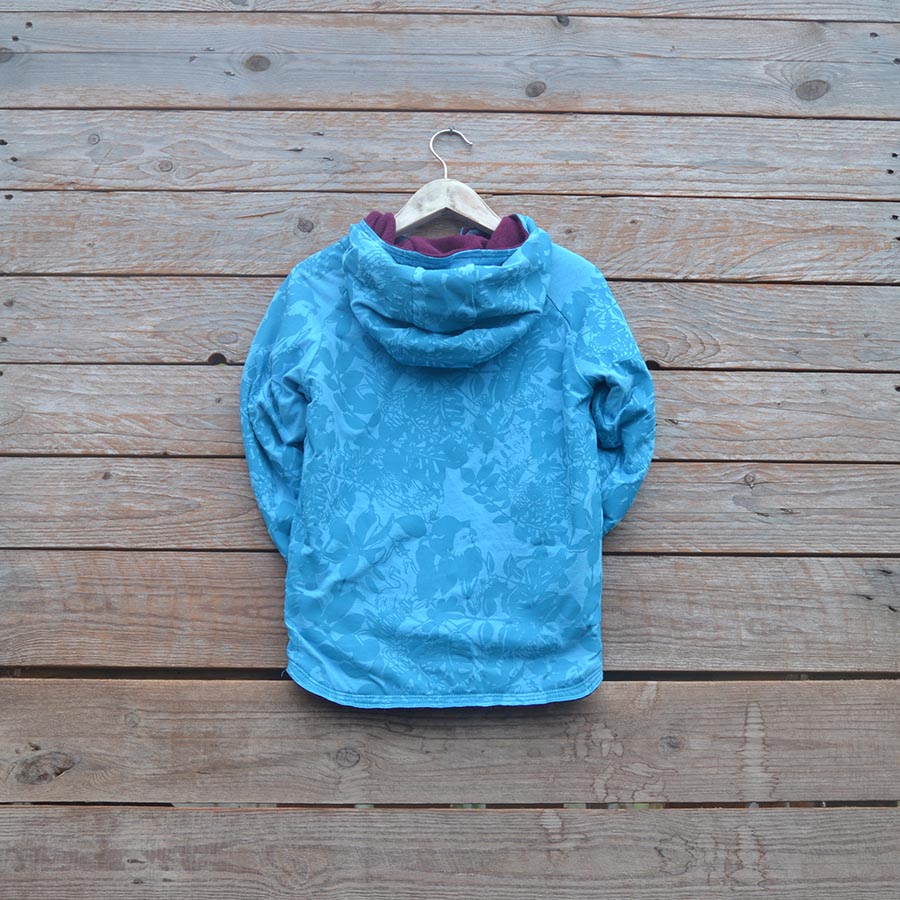 Kid's reversible hoody in plum/turquoise