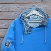 Men's reversible hoody in turquoise/light grey