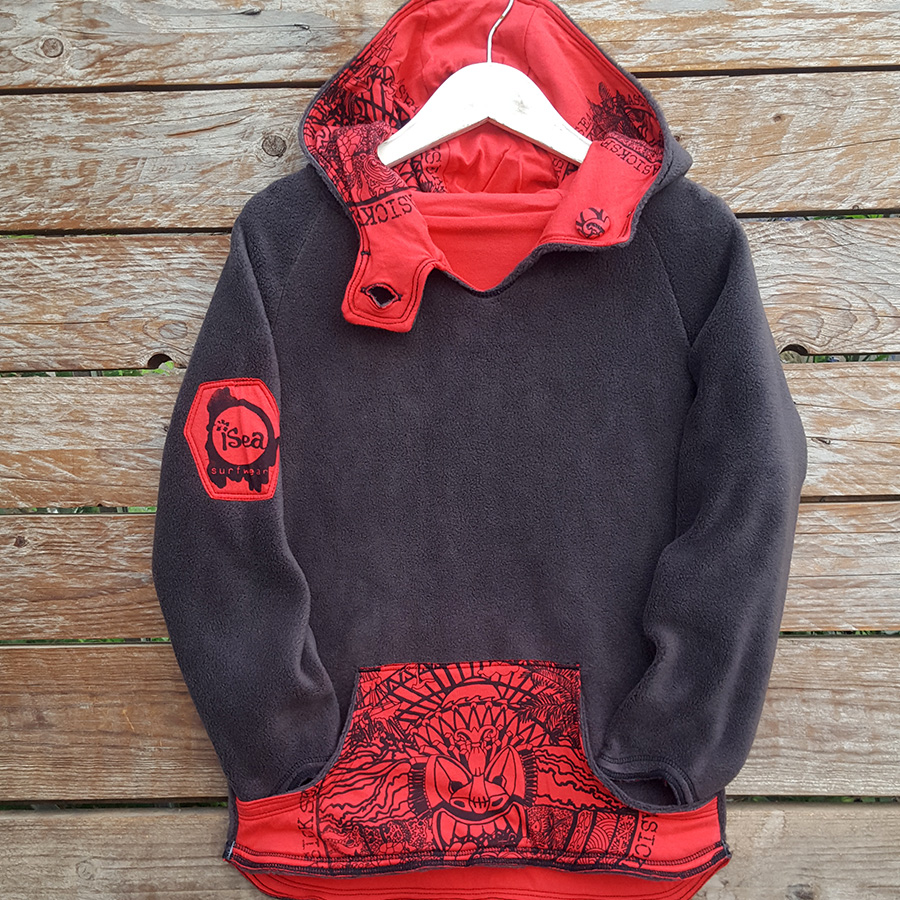 Kid's reversible hoody in dark grey-red