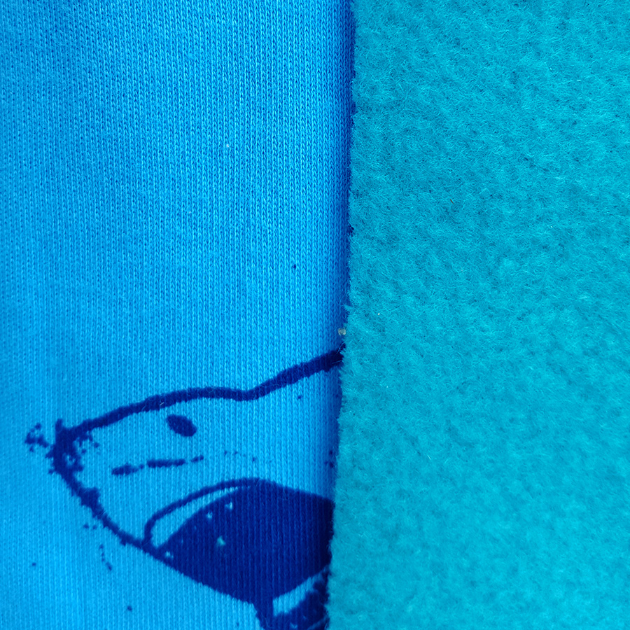 Kid's reversible hoody in jade-turquoise, shark print