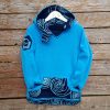 Kid's reversible hoody in turquoise/navy - fleece