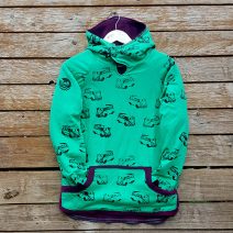 Kid's reversible hoody in plum/emerald - front