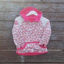 Kid's reversible hoody in sugar pink/natural - front