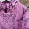 Kid's reversible hoody in plum/candy - close up