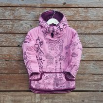 Kid's reversible hoody in plum/candy - front