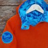 Kid's reversible hoody in orange/turquoise - close up