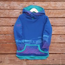 Kid's reversible hoody in jade/royal - front