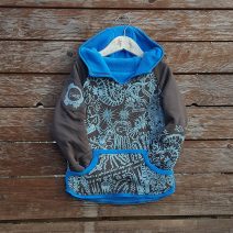 Kid's reversible hoody in turquoise/mocha