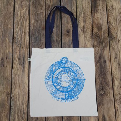 Organic cotton shopper bag with love adventures print